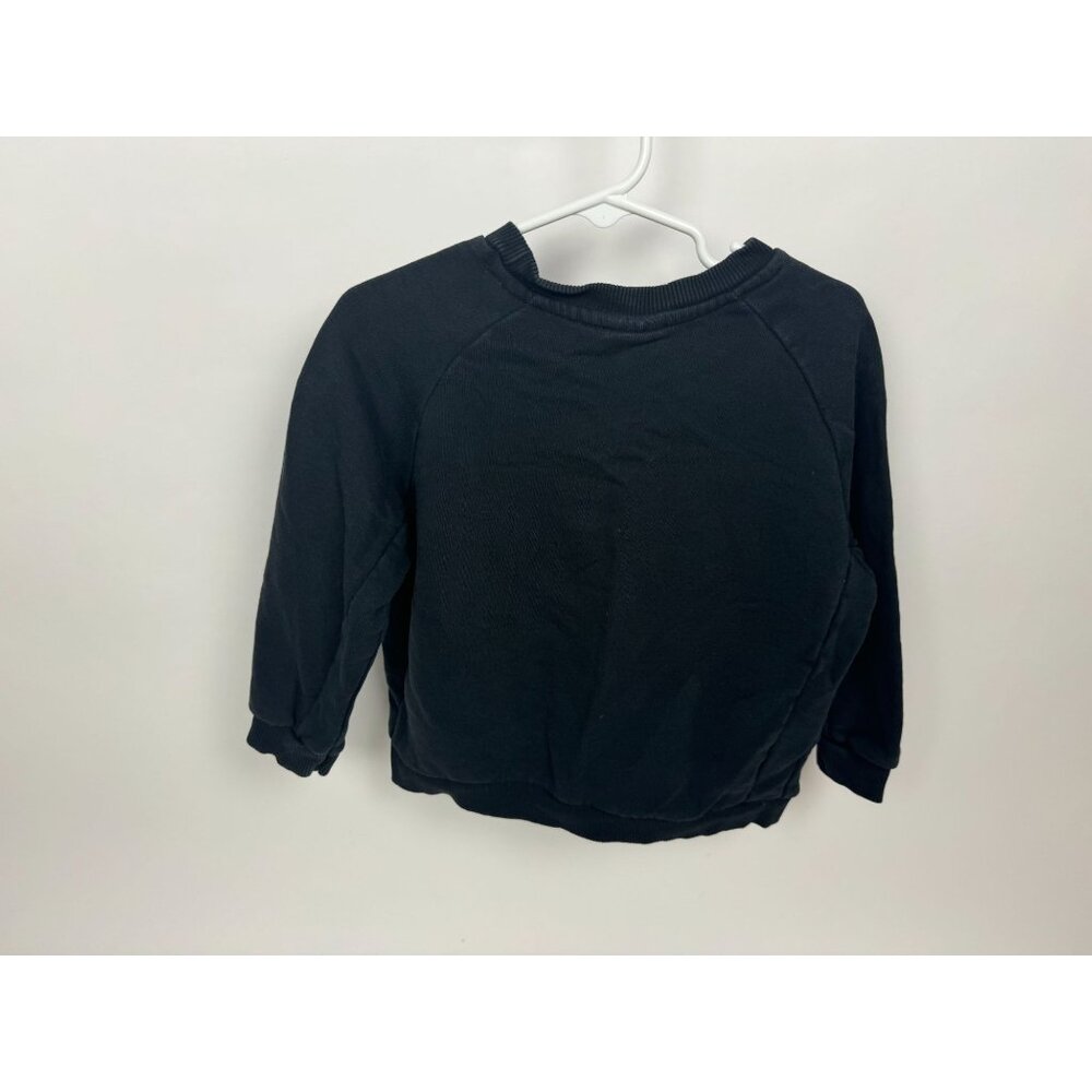 Zara Black Cotton Crewneck Sweatshirt Pullover Pocket Sweater 3-4 Years 3 4